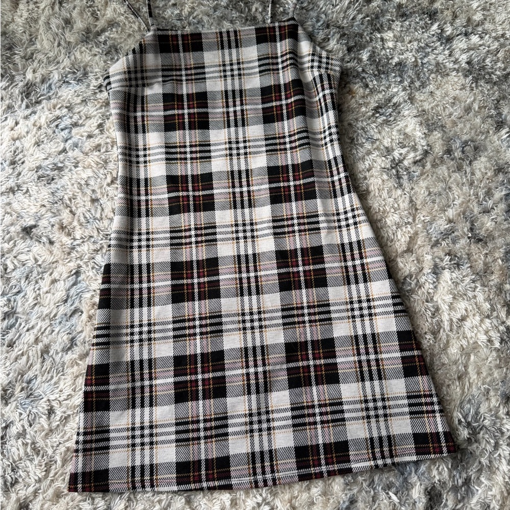 Plaid Women's BodyCon Dress - Black, White, Red